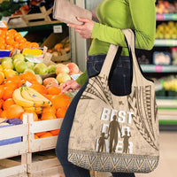 Tonga Father's Day Grocery Bag Best Dad Ever Tongan Ngatu Pattern - Beige LT14 - Polynesian Pride