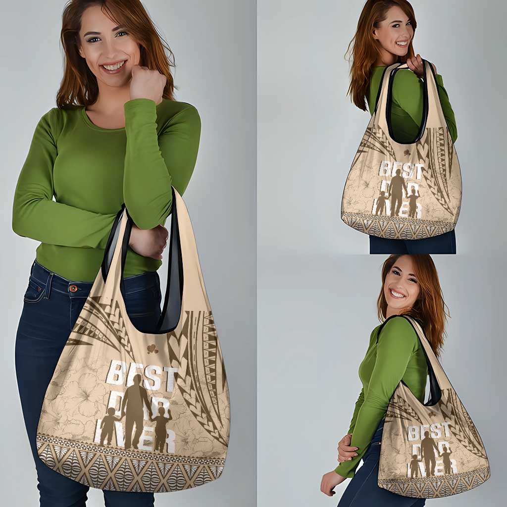 Tonga Father's Day Grocery Bag Best Dad Ever Tongan Ngatu Pattern - Beige LT14 - Polynesian Pride