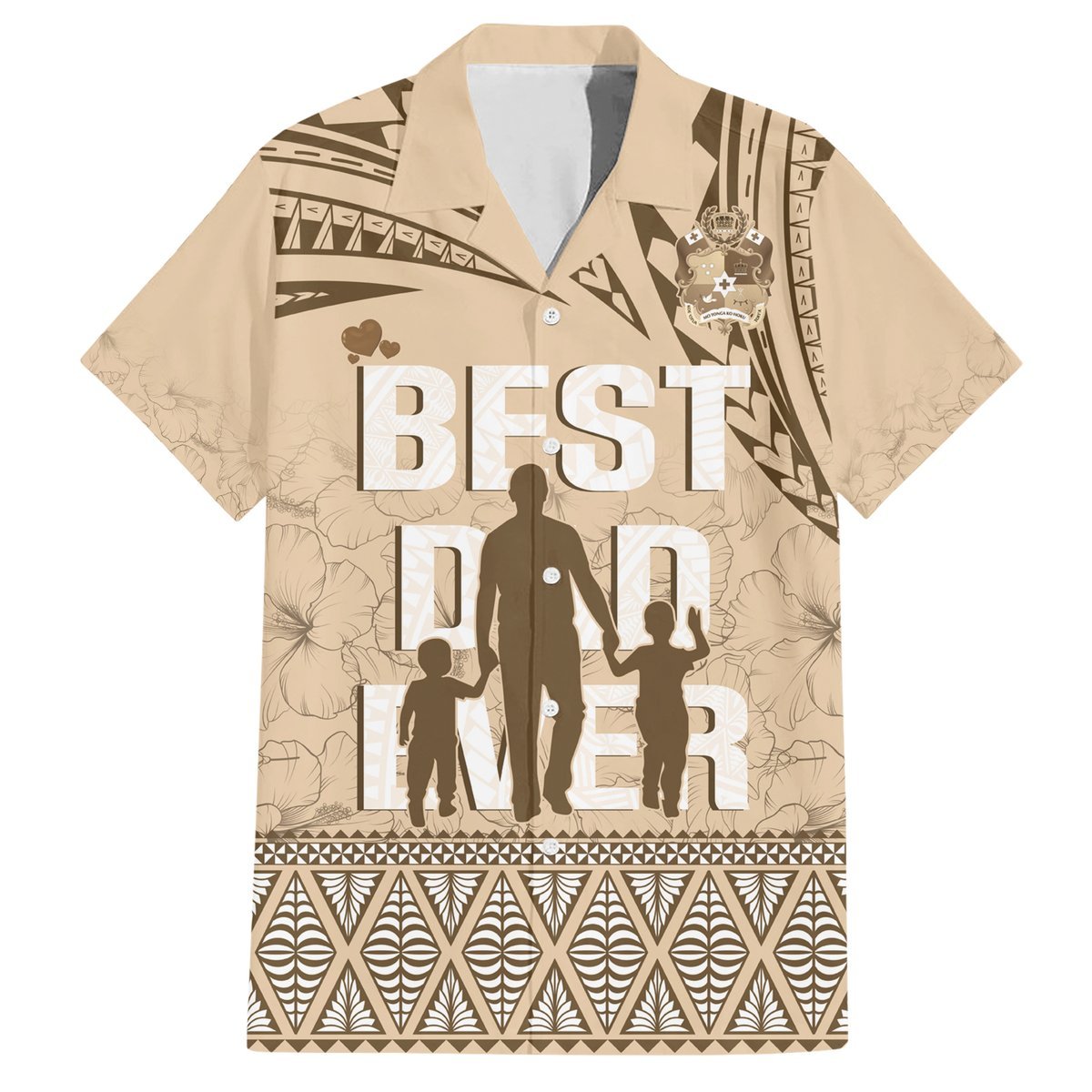 Tonga Father's Day Hawaiian Shirt Best Dad Ever Tongan Ngatu Pattern - Beige LT14 Beige - Polynesian Pride