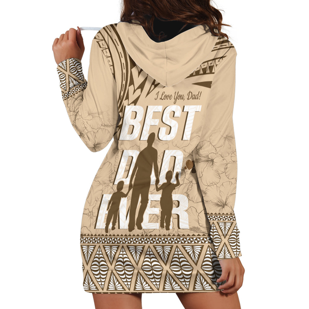 Tonga Father's Day Hoodie Dress Best Dad Ever Tongan Ngatu Pattern - Beige LT14 - Polynesian Pride