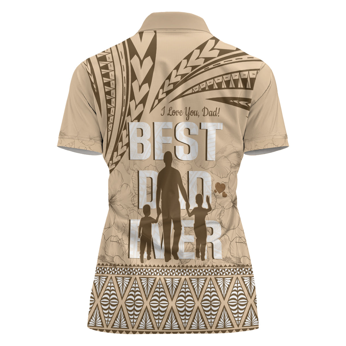 Tonga Father's Day Women Polo Shirt Best Dad Ever Tongan Ngatu Pattern - Beige LT14 - Polynesian Pride