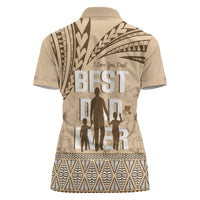 Tonga Father's Day Women Polo Shirt Best Dad Ever Tongan Ngatu Pattern - Beige LT14 - Polynesian Pride