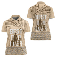 Tonga Father's Day Women Polo Shirt Best Dad Ever Tongan Ngatu Pattern - Beige LT14 - Polynesian Pride