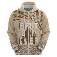 Tonga Father's Day Zip Hoodie Best Dad Ever Tongan Ngatu Pattern - Beige LT14 - Polynesian Pride