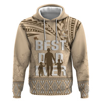Tonga Father's Day Zip Hoodie Best Dad Ever Tongan Ngatu Pattern - Beige LT14 Pullover Hoodie Beige - Polynesian Pride