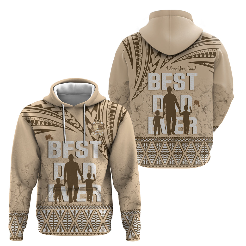 Tonga Father's Day Zip Hoodie Best Dad Ever Tongan Ngatu Pattern - Beige LT14 - Polynesian Pride