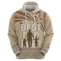 Tonga Father's Day Zip Hoodie Best Dad Ever Tongan Ngatu Pattern - Beige LT14 - Polynesian Pride