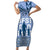 Tonga Father's Day Family Matching Short Sleeve Bodycon Dress and Hawaiian Shirt Best Dad Ever Tongan Ngatu Pattern - Blue