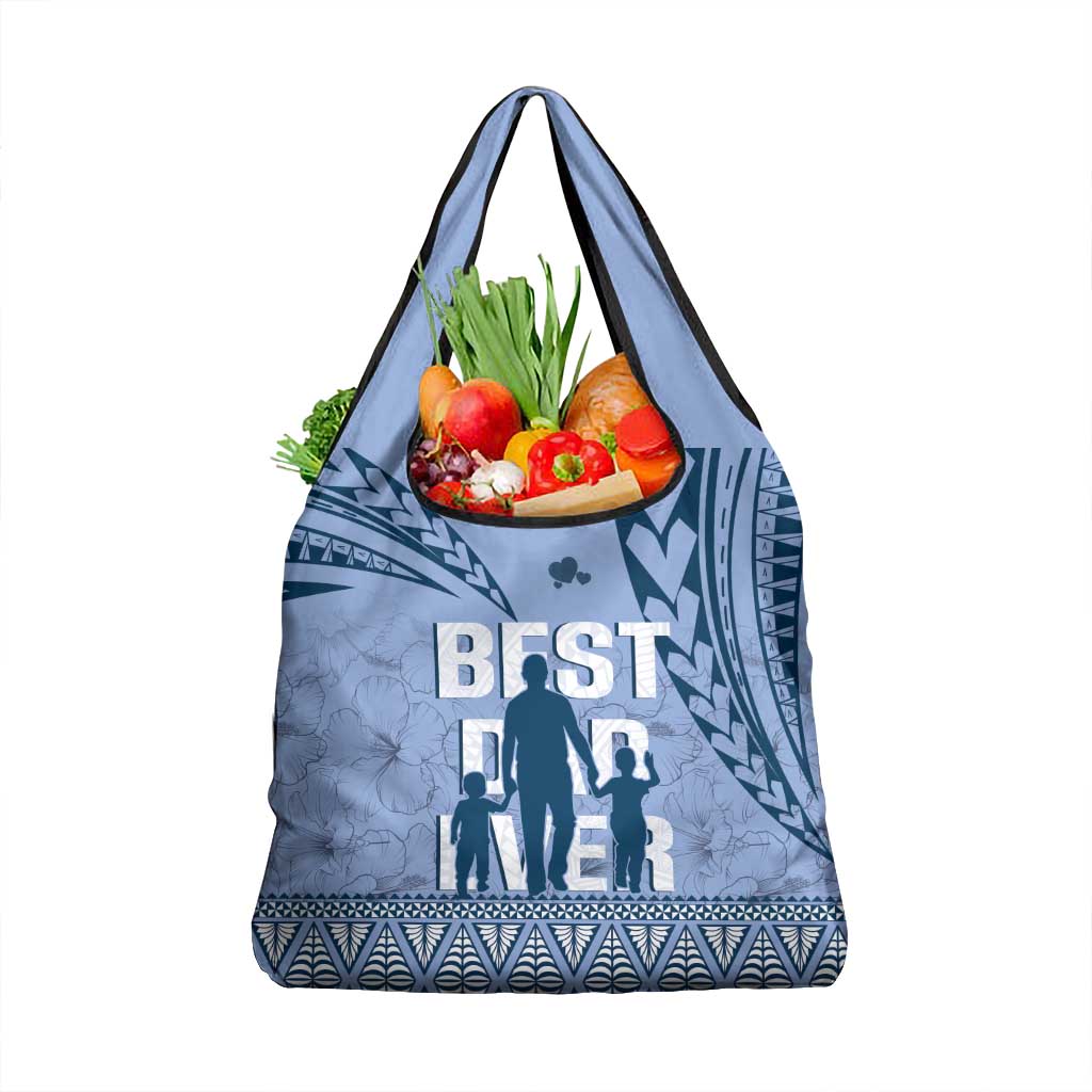 Tonga Father's Day Grocery Bag Best Dad Ever Tongan Ngatu Pattern - Blue LT14 1-pack One Size Blue - Polynesian Pride