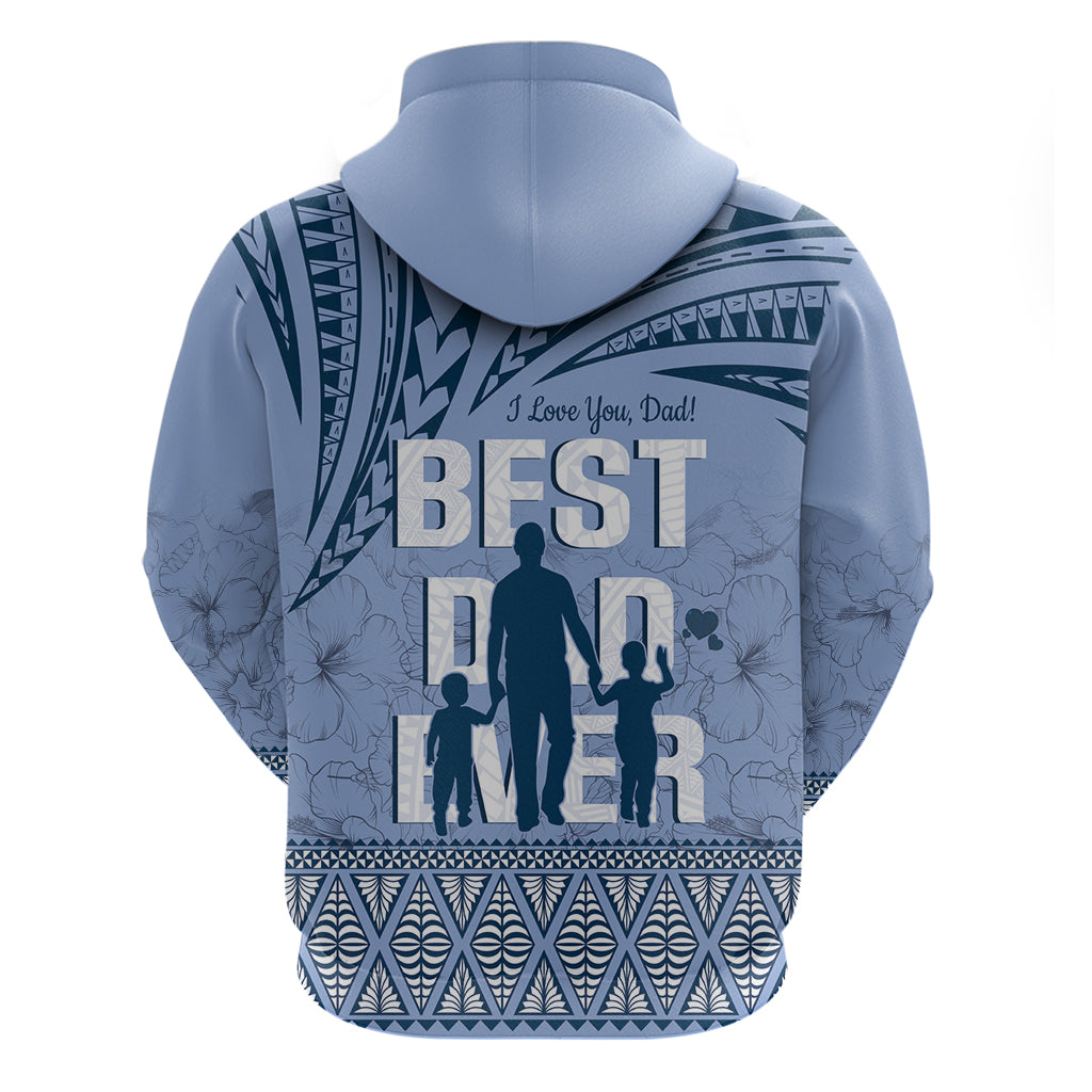 Tonga Father's Day Hoodie Best Dad Ever Tongan Ngatu Pattern - Blue LT14 - Polynesian Pride