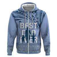 Tonga Father's Day Hoodie Best Dad Ever Tongan Ngatu Pattern - Blue LT14 Zip Hoodie Blue - Polynesian Pride