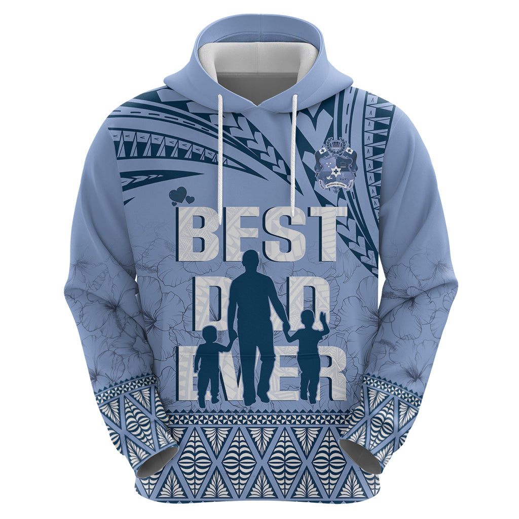 Tonga Father's Day Hoodie Best Dad Ever Tongan Ngatu Pattern - Blue LT14 - Polynesian Pride