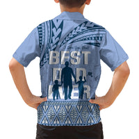 Tonga Father's Day Kid Hawaiian Shirt Best Dad Ever Tongan Ngatu Pattern - Blue LT14 - Polynesian Pride