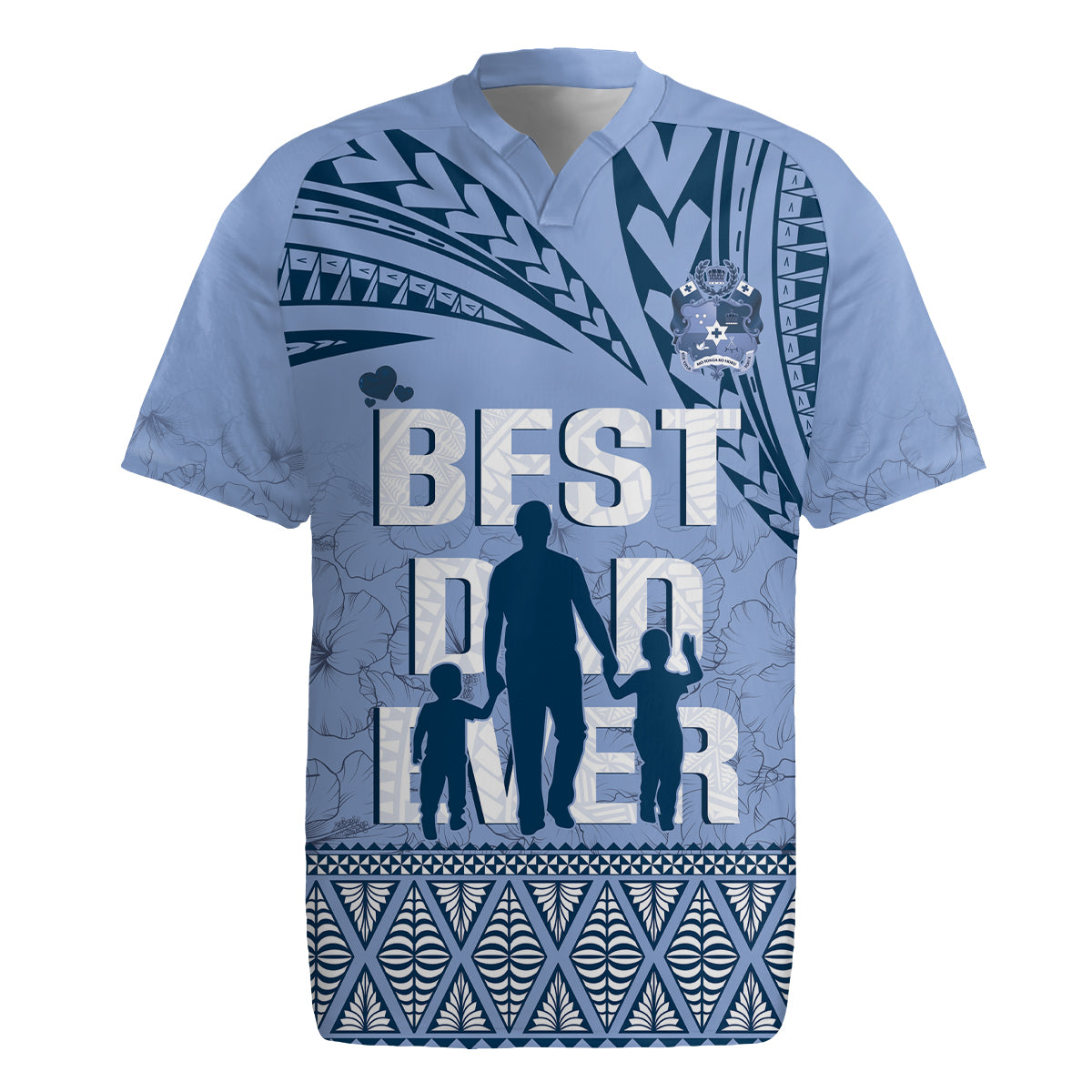 Tonga Father's Day Rugby Jersey Best Dad Ever Tongan Ngatu Pattern - Blue LT14 Blue - Polynesian Pride