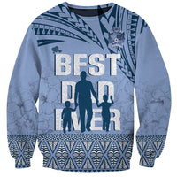 Tonga Father's Day Sweatshirt Best Dad Ever Tongan Ngatu Pattern - Blue LT14 Unisex Blue - Polynesian Pride