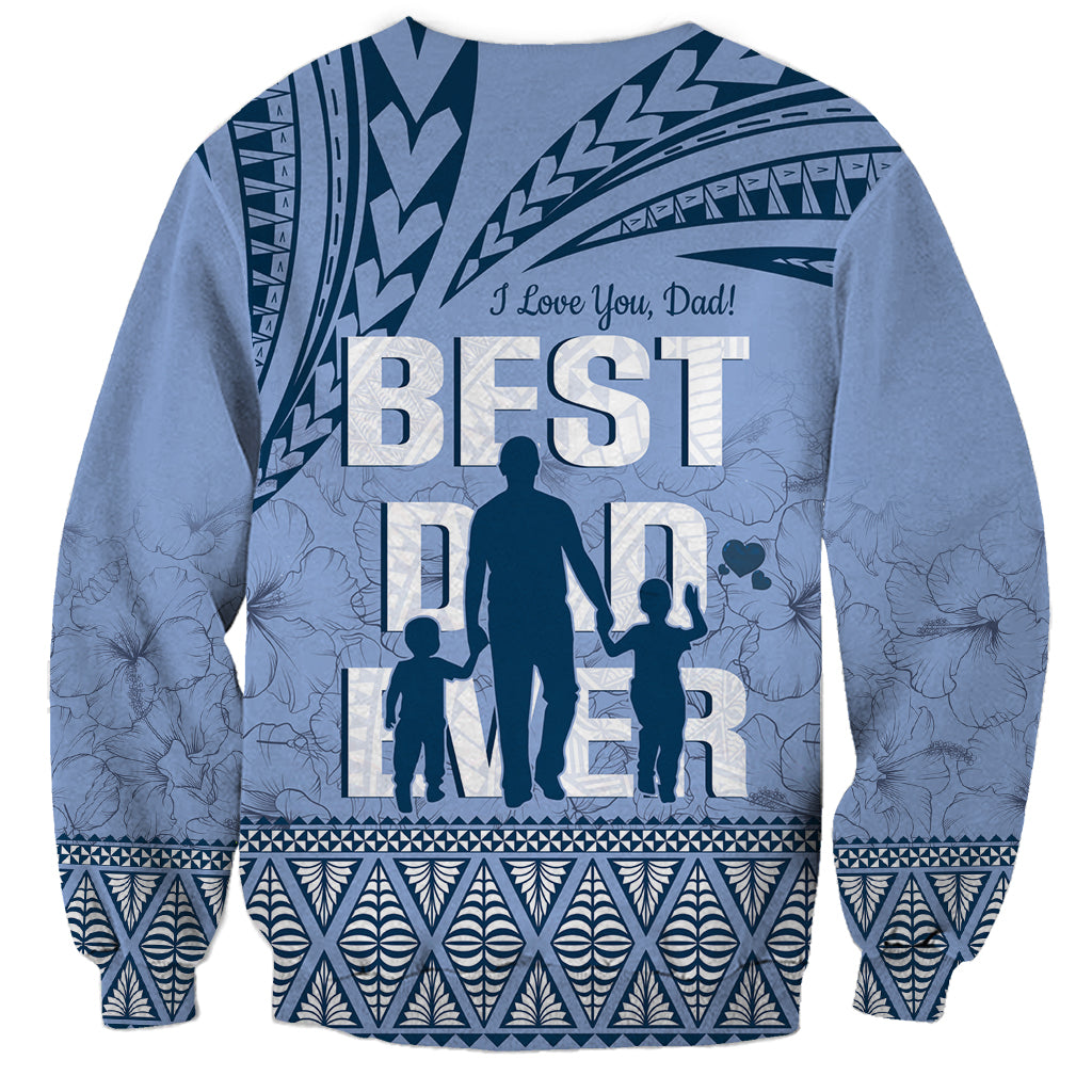 Tonga Father's Day Sweatshirt Best Dad Ever Tongan Ngatu Pattern - Blue LT14 - Polynesian Pride