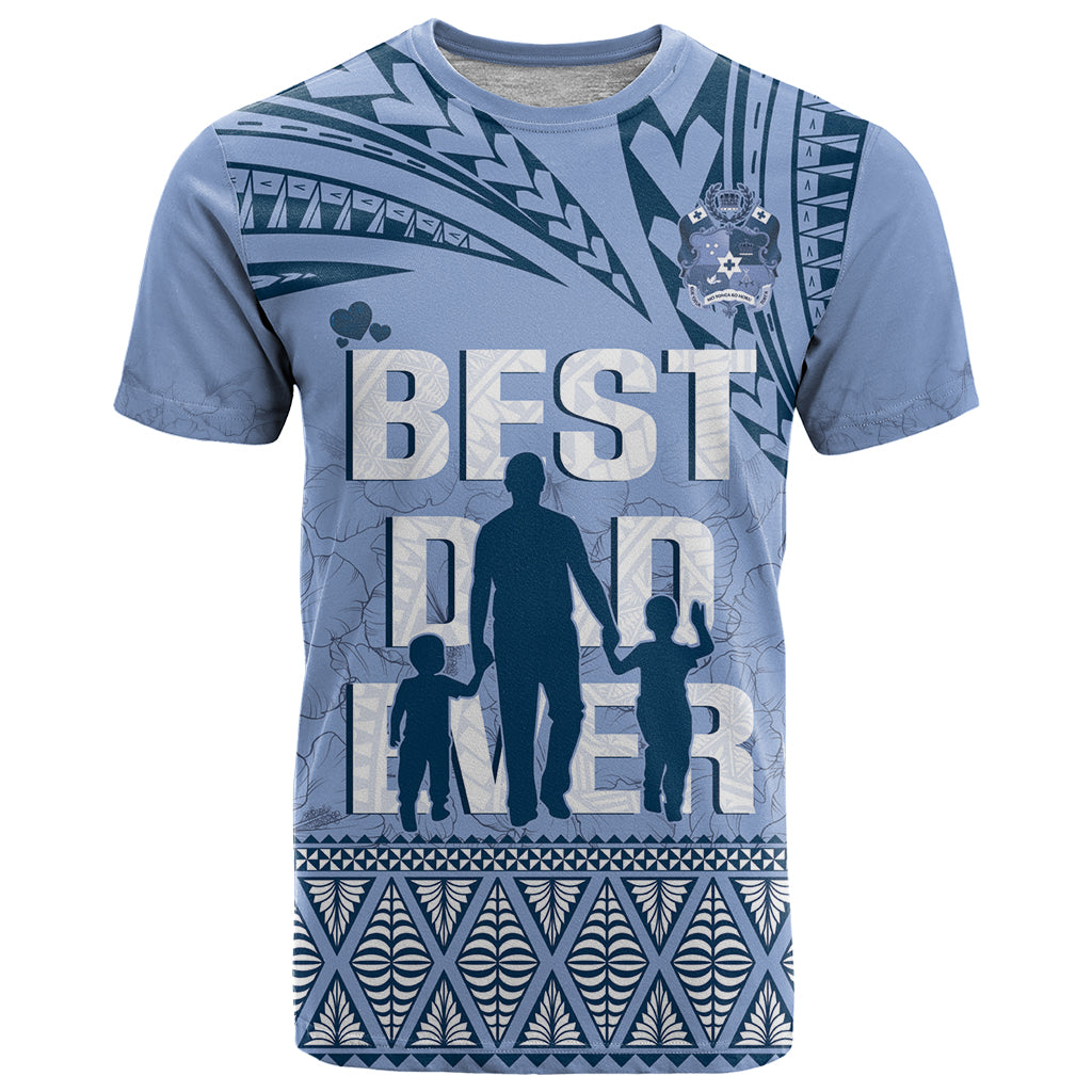 Tonga Father's Day T Shirt Best Dad Ever Tongan Ngatu Pattern - Blue LT14 Blue - Polynesian Pride