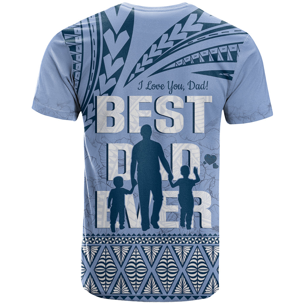 Tonga Father's Day T Shirt Best Dad Ever Tongan Ngatu Pattern - Blue LT14 - Polynesian Pride