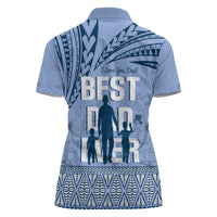 Tonga Father's Day Women Polo Shirt Best Dad Ever Tongan Ngatu Pattern - Blue LT14 - Polynesian Pride