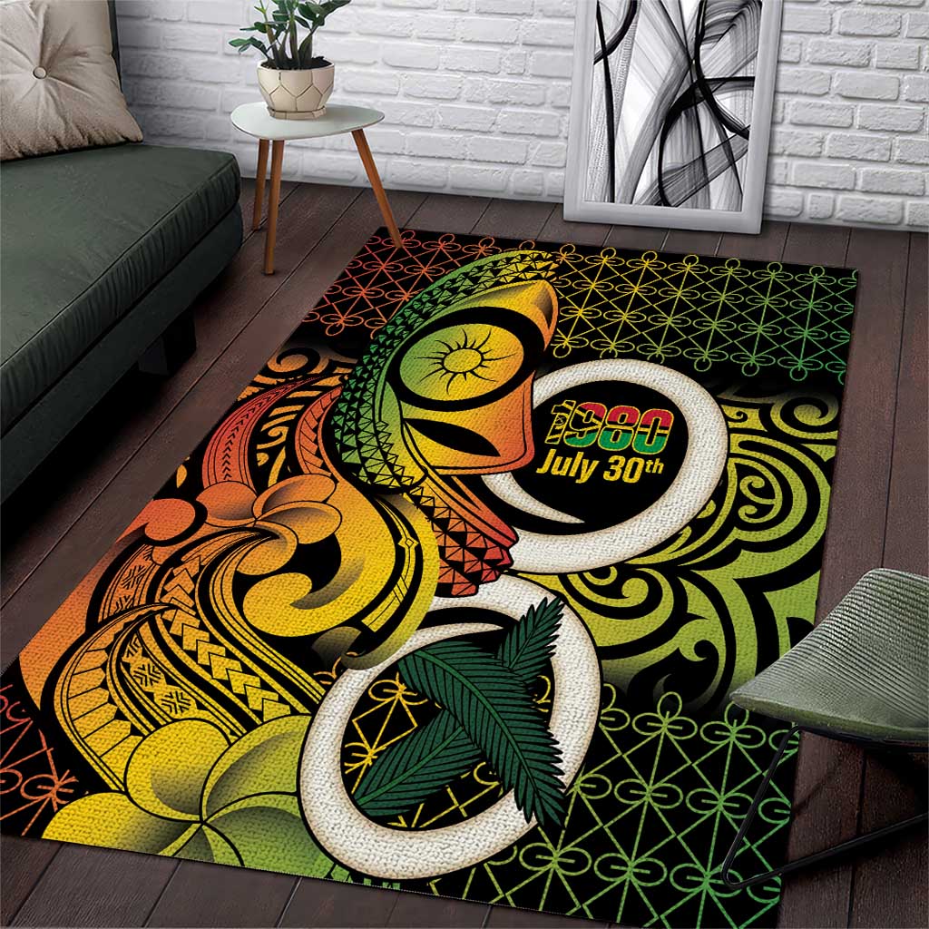 Vanuatu 1980 Area Rug Ni-Van Tamtam Sand Drawing Pattern LT14 Black - Polynesian Pride
