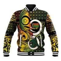 Vanuatu 1980 Baseball Jacket Ni-Van Tamtam Sand Drawing Pattern LT14 Unisex Black - Polynesian Pride