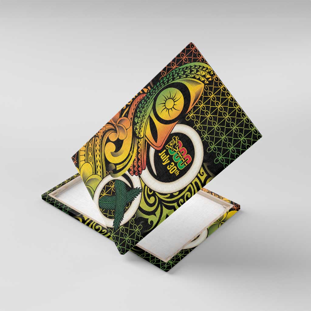 Vanuatu 1980 Canvas Wall Art Ni-Van Tamtam Sand Drawing Pattern LT14 With Frame Black - Polynesian Pride