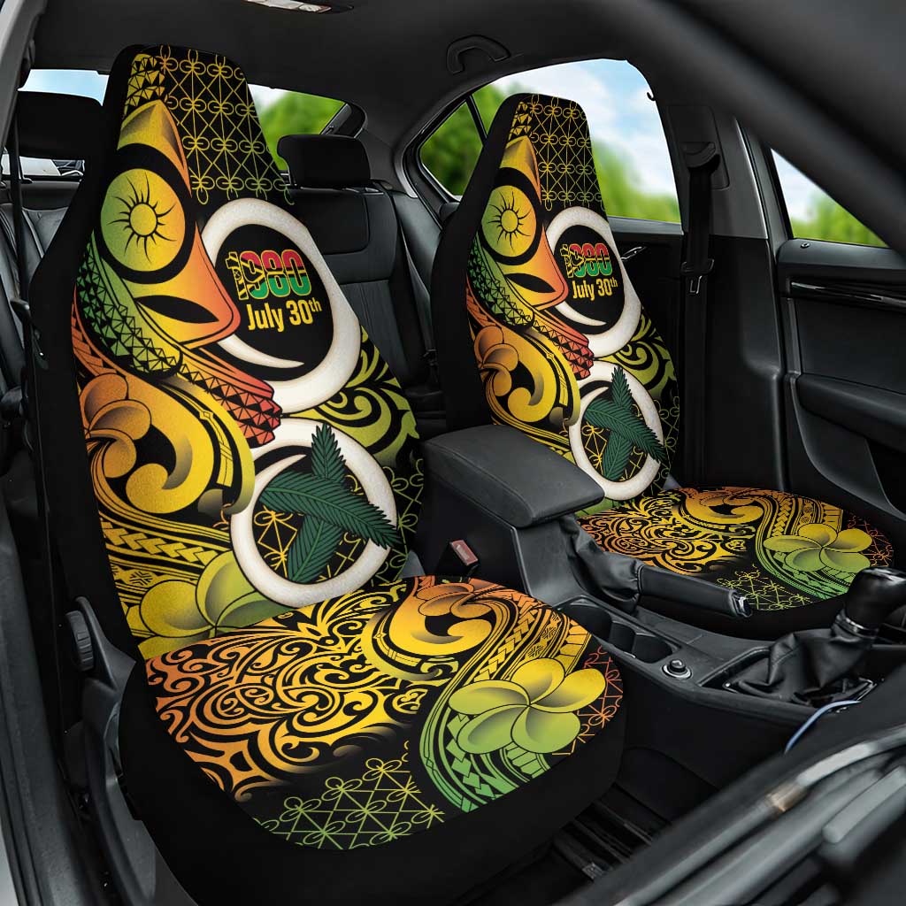 Vanuatu 1980 Car Seat Cover Ni-Van Tamtam Sand Drawing Pattern LT14 One Size Black - Polynesian Pride