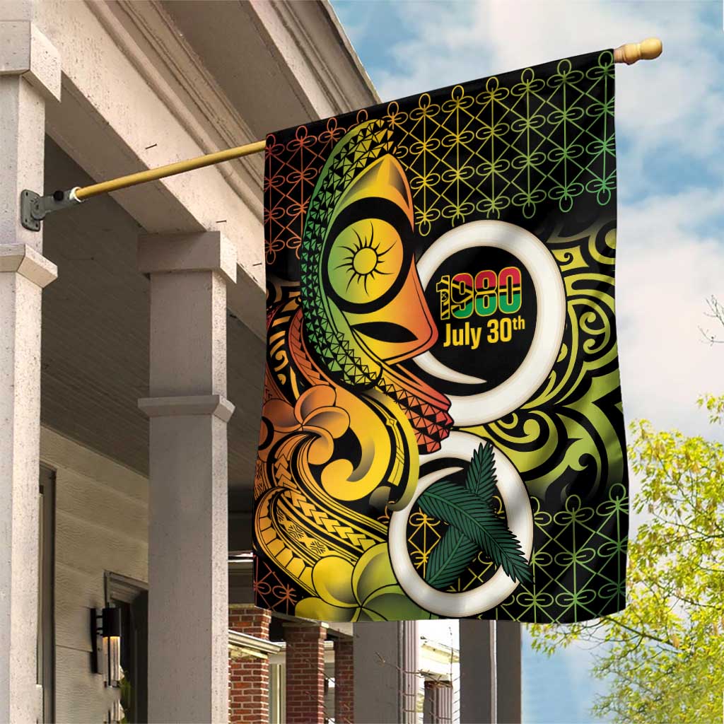 Vanuatu 1980 Garden Flag Ni-Van Tamtam Sand Drawing Pattern LT14 House Flag Black - Polynesian Pride
