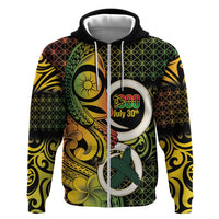 Vanuatu 1980 Hoodie Ni-Van Tamtam Sand Drawing Pattern LT14 Zip Hoodie Black - Polynesian Pride