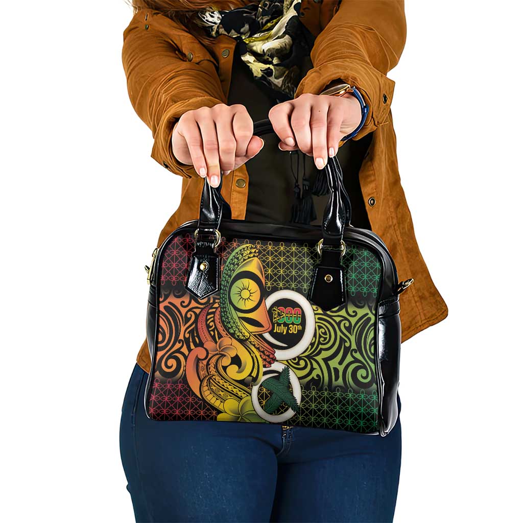 Vanuatu 1980 Shoulder Handbag Ni-Van Tamtam Sand Drawing Pattern LT14 One Size Black - Polynesian Pride