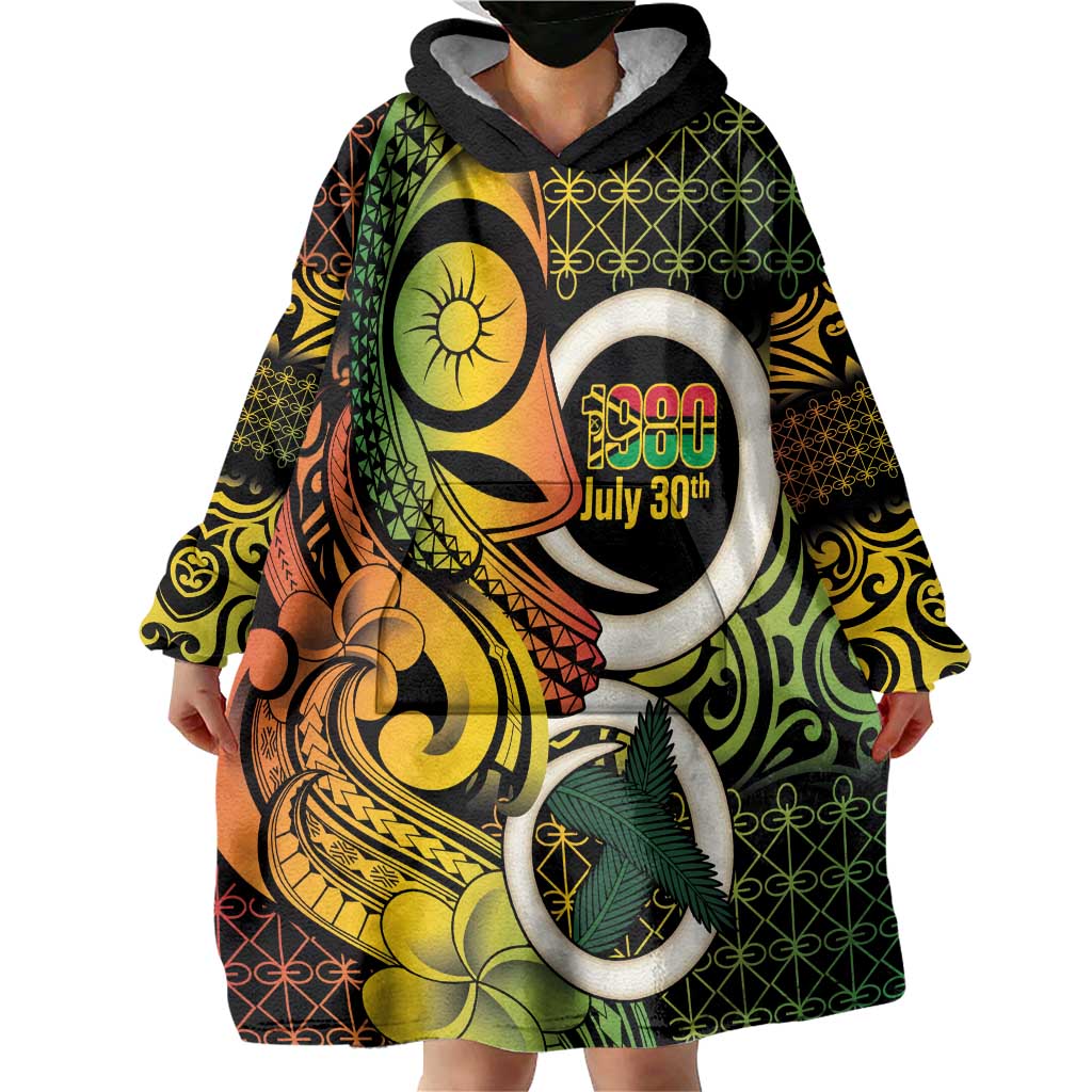 Vanuatu 1980 Wearable Blanket Hoodie Ni-Van Tamtam Sand Drawing Pattern LT14 - Polynesian Pride
