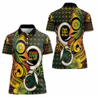 Vanuatu 1980 Women Polo Shirt Ni-Van Tamtam Sand Drawing Pattern LT14 - Polynesian Pride