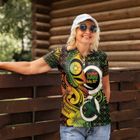 Vanuatu 1980 Women Polo Shirt Ni-Van Tamtam Sand Drawing Pattern LT14 - Polynesian Pride