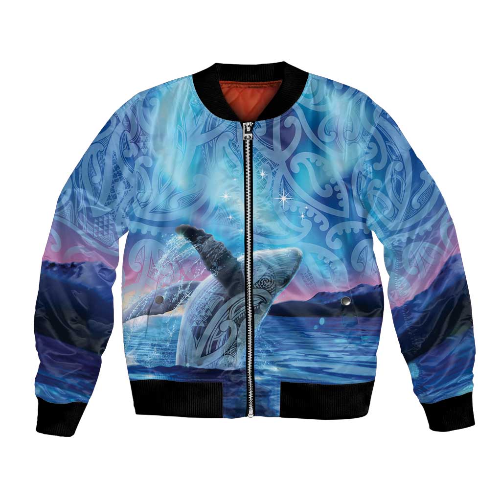New Zealand Matariki Humpback Whale Bomber Jacket Paikea Maori New Year Blue Galaxy LT14 Unisex Blue - Polynesian Pride