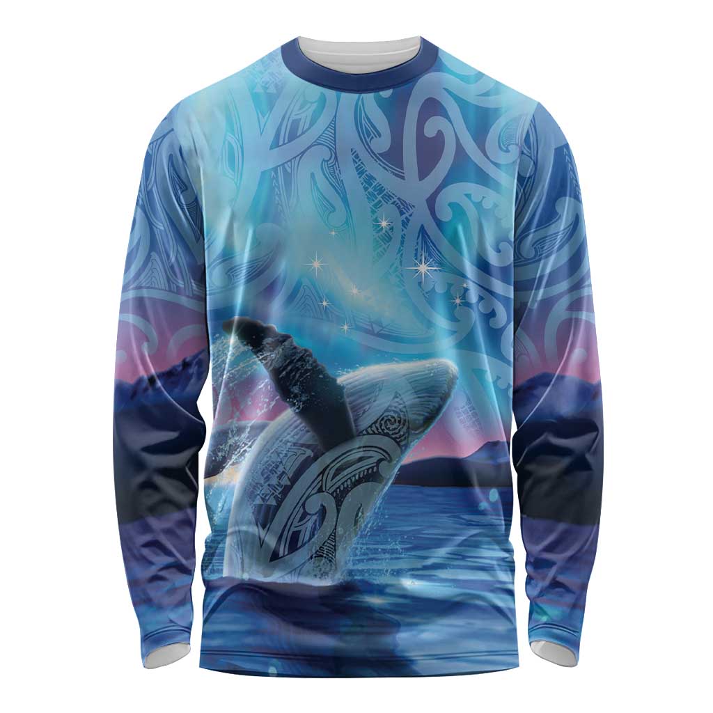 New Zealand Matariki Humpback Whale Long Sleeve Shirt Paikea Maori New Year Blue Galaxy LT14 Unisex Blue - Polynesian Pride