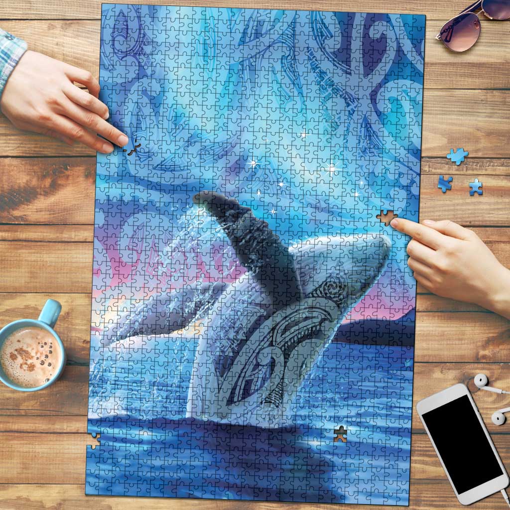 New Zealand Matariki Humpback Whale Puzzle Paikea Maori New Year Blue Galaxy LT14 Blue - Polynesian Pride