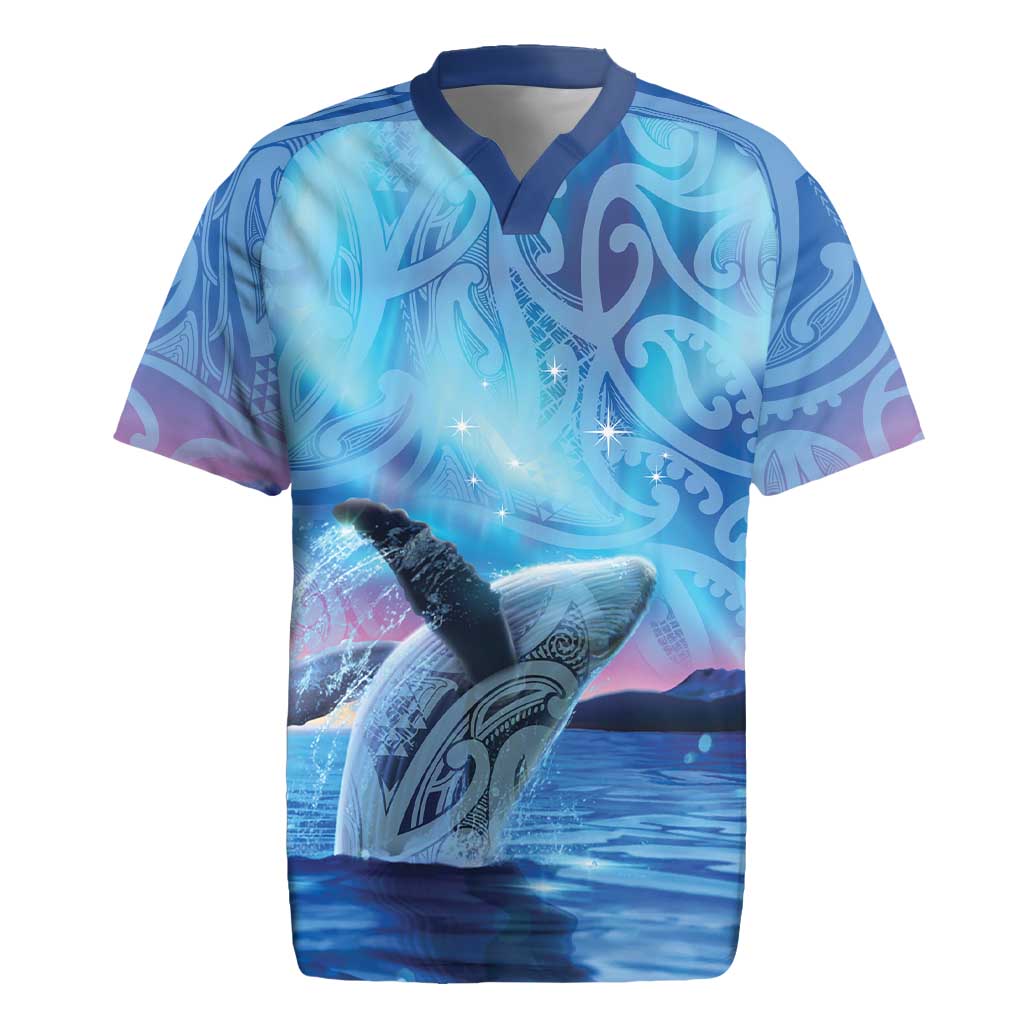 New Zealand Matariki Humpback Whale Rugby Jersey Paikea Maori New Year Blue Galaxy LT14 Blue - Polynesian Pride