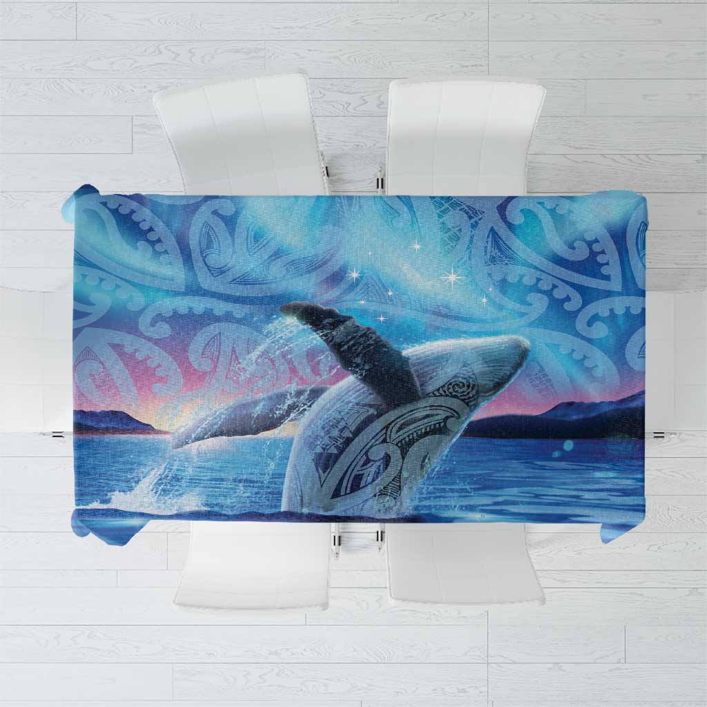 New Zealand Matariki Humpback Whale Tablecloth Paikea Maori New Year Blue Galaxy LT14 Blue - Polynesian Pride