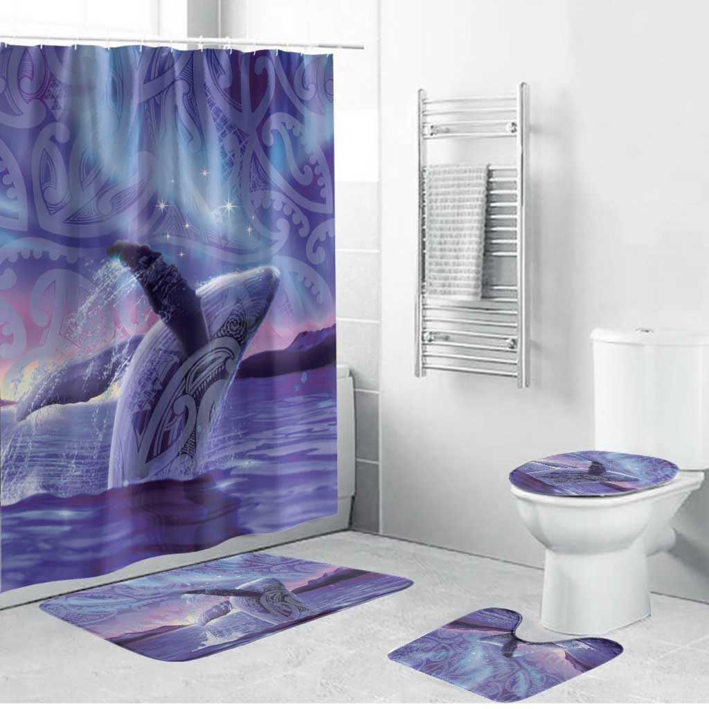 New Zealand Matariki Humpback Whale Bathroom Set Paikea Maori New Year Purple Galaxy LT14 Bathroom Set (4 pcs) Purple - Polynesian Pride