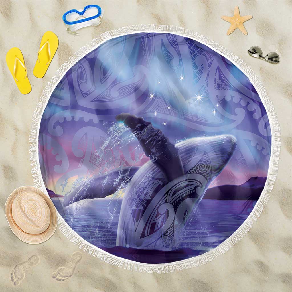 New Zealand Matariki Humpback Whale Beach Blanket Paikea Maori New Year Purple Galaxy LT14 One Size 150cm Purple - Polynesian Pride