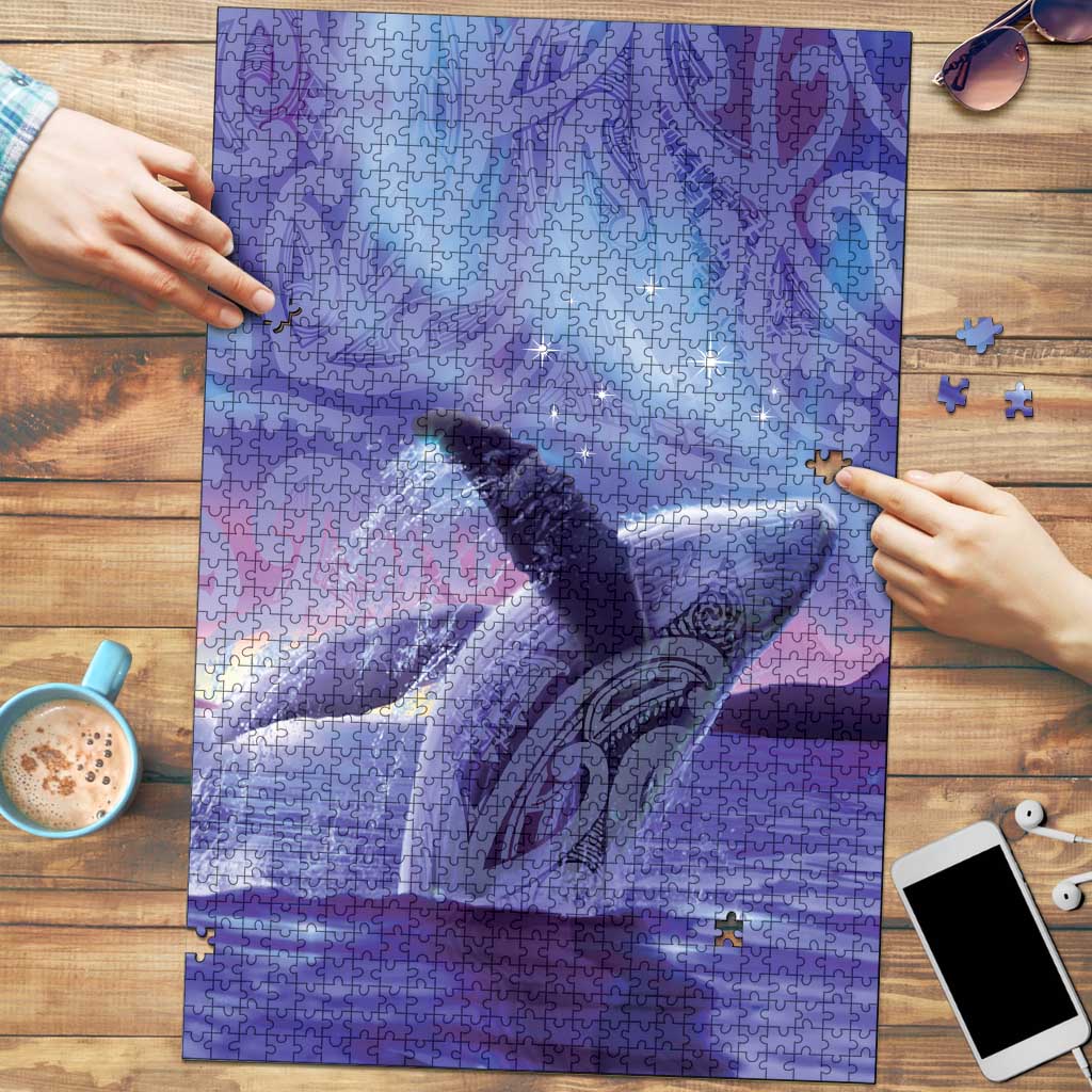 New Zealand Matariki Humpback Whale Puzzle Paikea Maori New Year Purple Galaxy LT14 Purple - Polynesian Pride
