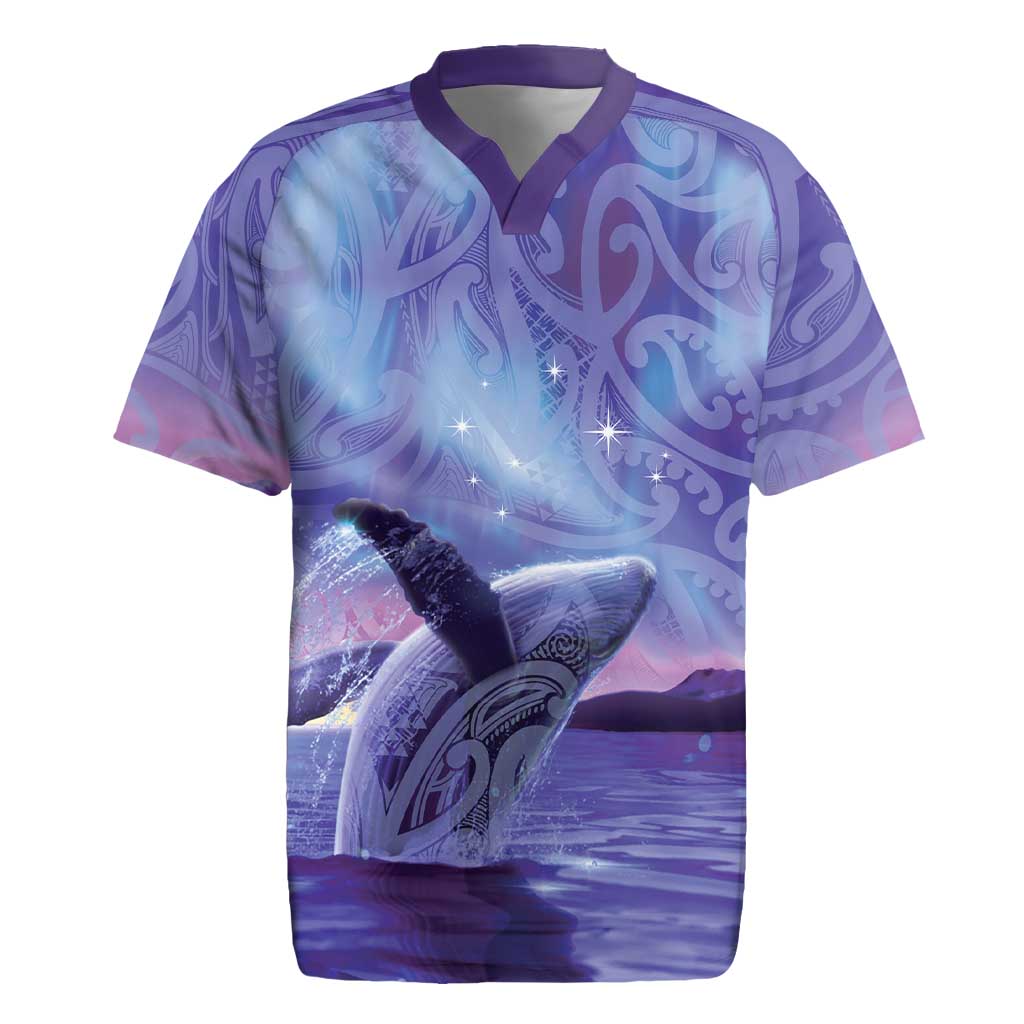 New Zealand Matariki Humpback Whale Rugby Jersey Paikea Maori New Year Purple Galaxy LT14 Purple - Polynesian Pride