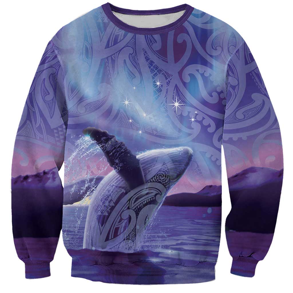 New Zealand Matariki Humpback Whale Sweatshirt Paikea Maori New Year Purple Galaxy LT14 Unisex Purple - Polynesian Pride