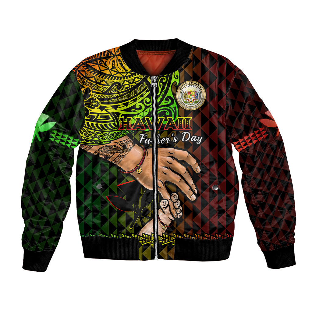 Polynesian Pride Father Day Hawaii Bomber Jacket Kanaka Kakau Hauoli La Makuakane LT14 Unisex Reggae - Polynesian Pride