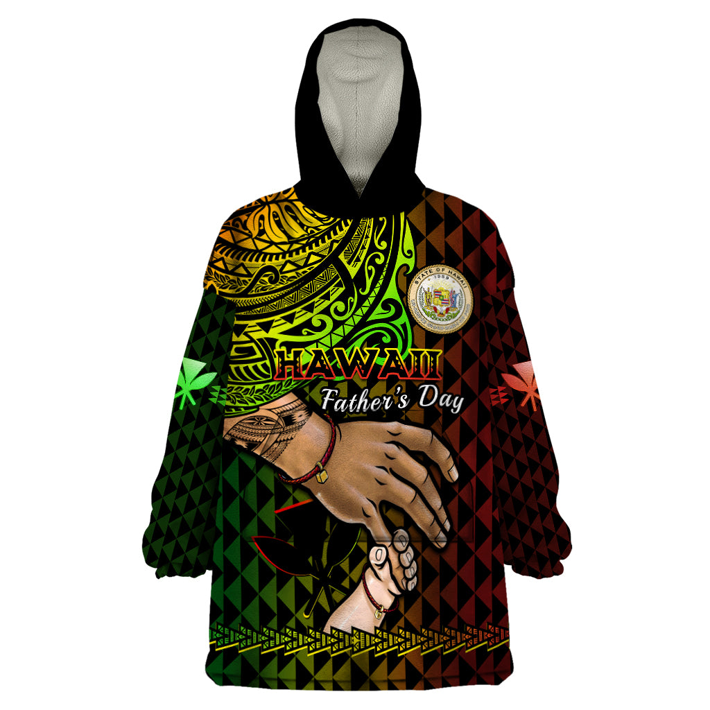 Polynesian Pride Father Day Hawaii Wearable Blanket Hoodie Kanaka Kakau Hauoli La Makuakane LT14 One Size Reggae - Polynesian Pride