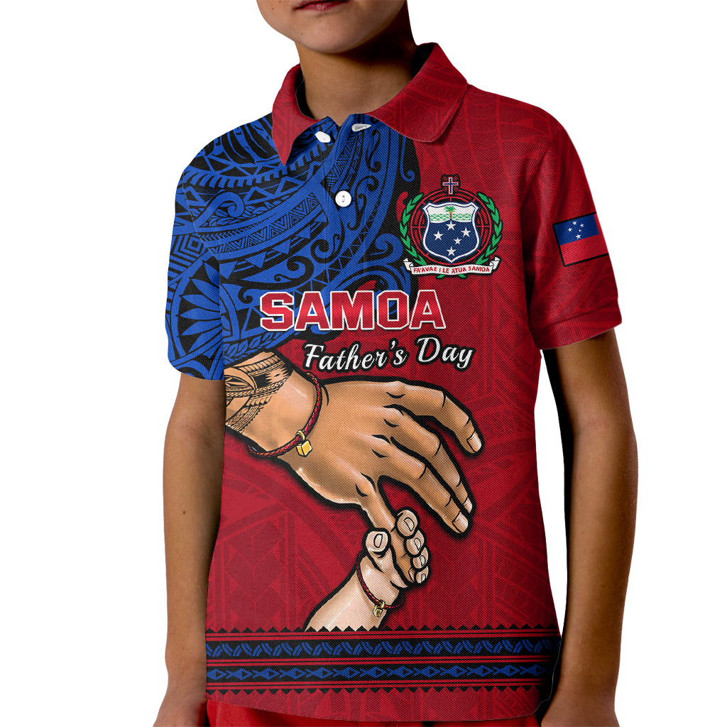 Polynesian Pride Father Day Samoa Kid Polo Shirt Manuia le Aso Sa o Tama Red Version LT14 Kid Red - Polynesian Pride