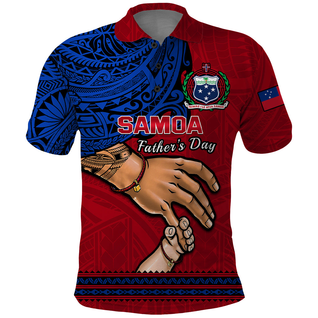 Polynesian Pride Father Day Samoa Polo Shirt Manuia le Aso Sa o Tama Red Version LT14 Red - Polynesian Pride