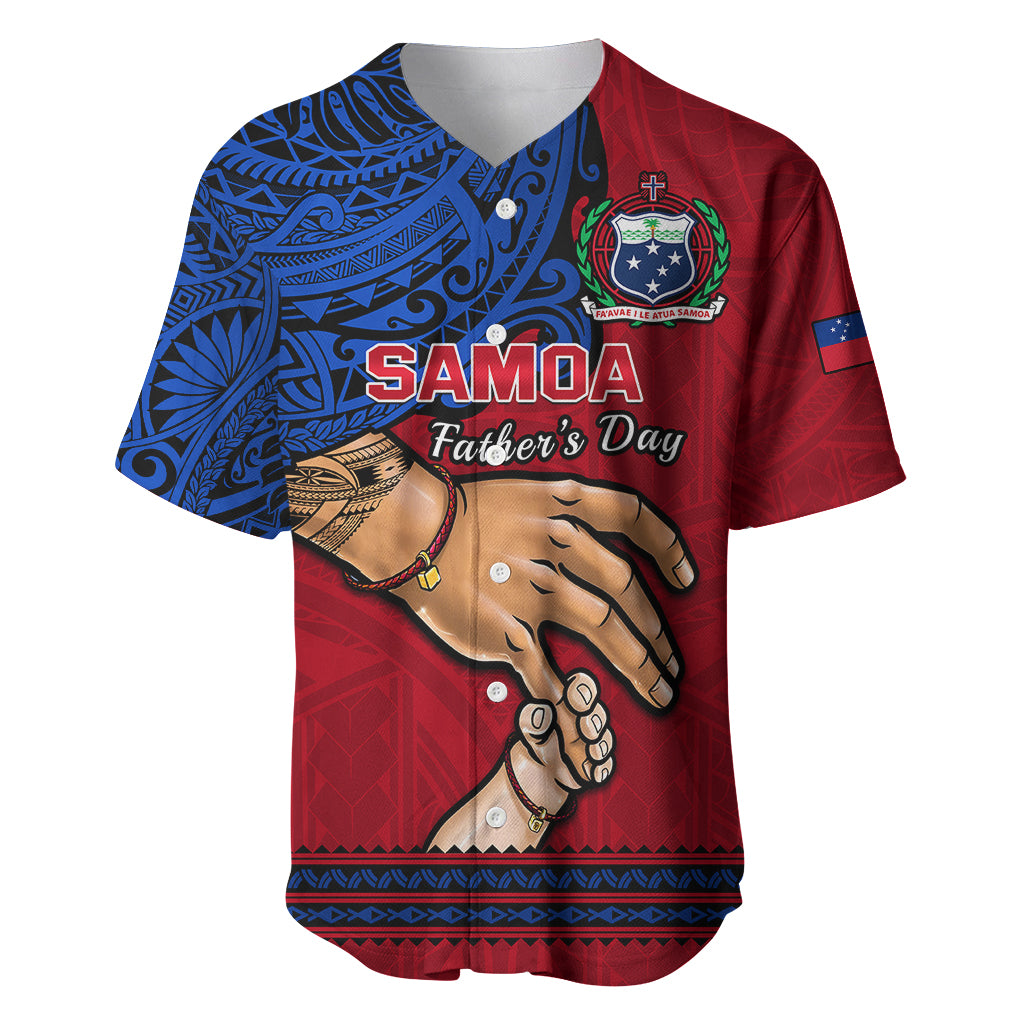 Personalised Father Day Samoa Baseball Jersey Manuia le Aso Sa o Tama Red Version LT14 Red - Polynesian Pride