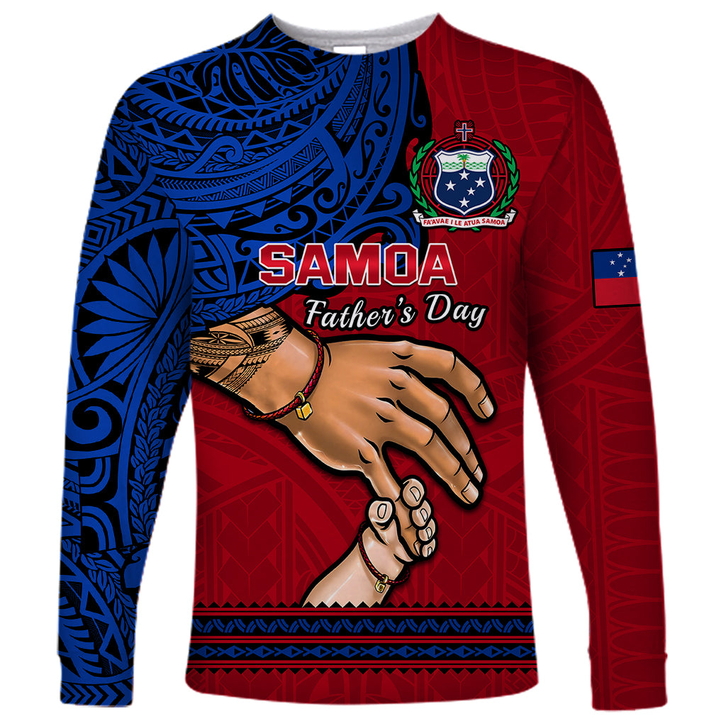 Personalised Father Day Samoa Long Sleeve Shirt Manuia le Aso Sa o Tama Red Version LT14 Unisex Red - Polynesian Pride