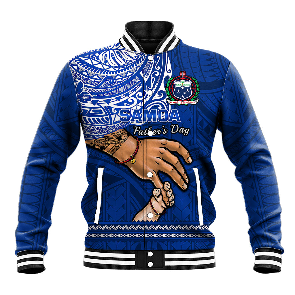 Polynesian Pride Father Day Samoa Baseball Jacket Manuia le Aso Sa o Tama Blue Version LT14 Unisex Blue - Polynesian Pride